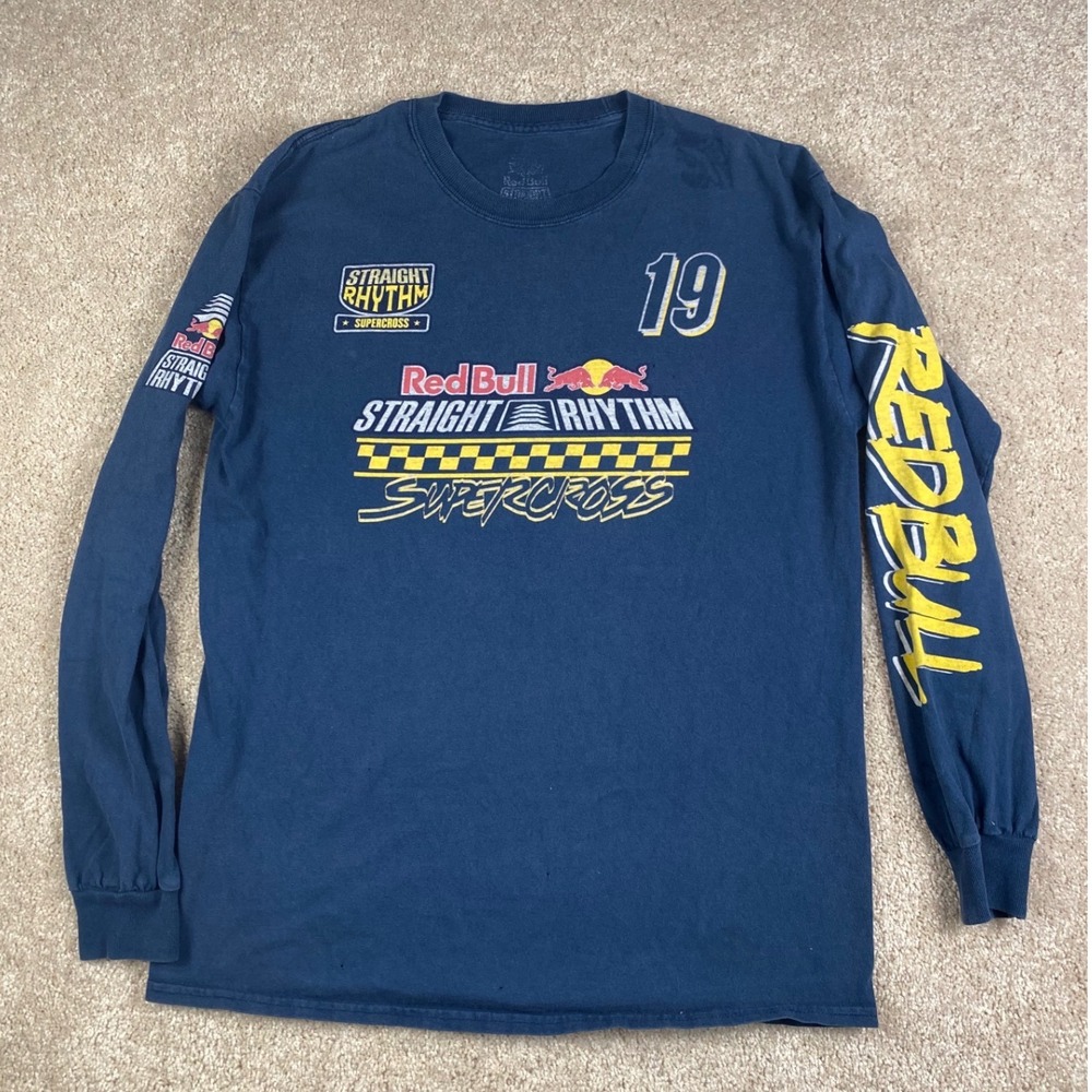Red Bull Straight Rhythm 2019 Supercross Long Sleeve Shirt Navy Blue Mens L